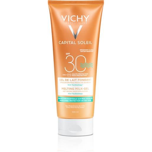 Vichy ideal soleil gel-latte ultra fondente per pelle bagnata o asciutta spf 30 200 ml