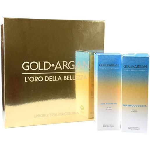 Amicafarmacia gold argan l'oro della bellezza confezione regalo shampo doccia 150 ml e olio massaggio 200 ml