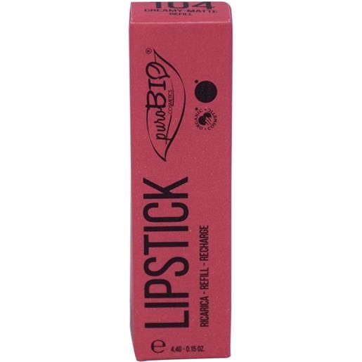 PuroBio Cosmetics puro. Bio creamy matte lipstick ricarica rossetto semi opaco n. 104 rosa pesca