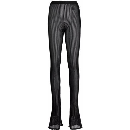 Courrèges pantaloni semi trasparenti con ricamo - nero
