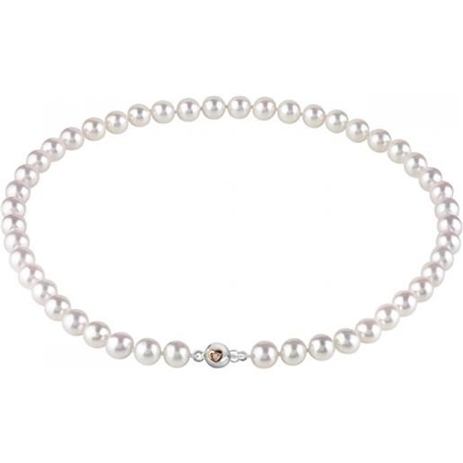 Salvini collana in oro bianco con perle giapponesi bianche e chiusura con diamante 750/800