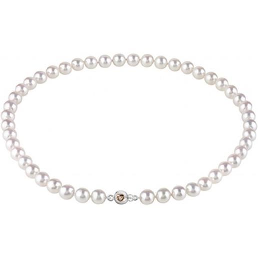 Salvini collana in oro bianco e oro rosa con perle giapponesi bianche e chiusura con diamante