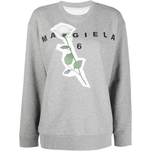 MM6 Maison Margiela felpa con stampa - grigio
