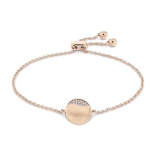 Calvin Klein braccialetto a catena da donna collezione minimal circular con cristalli - 35000136