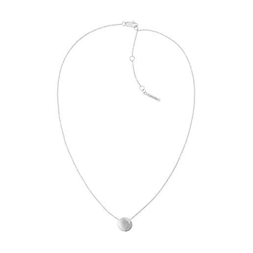 Calvin Klein collana da donna collezione minimal circular in acciaio inossidabile argento (con cristalli) taglia unica
