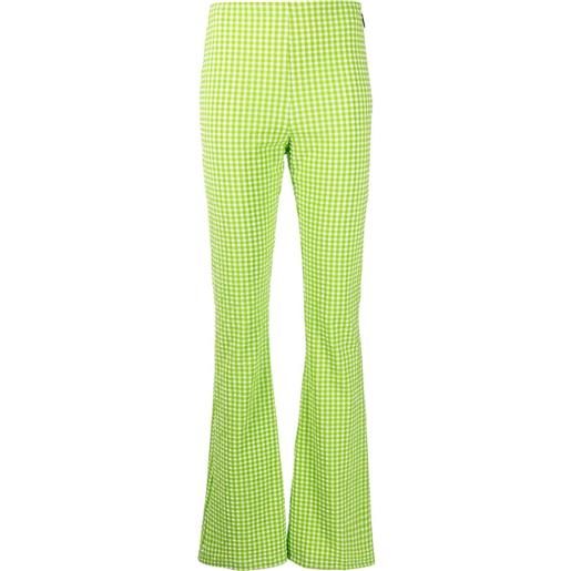 MSGM pantaloni svasati a quadri - verde