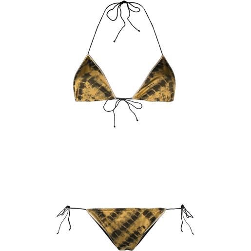 Oséree set bikini con fantasia tie-dye - oro