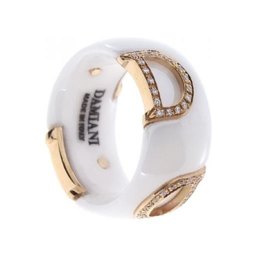 Damiani anello d. Icon in ceramica bianca, oro rosa e diamante