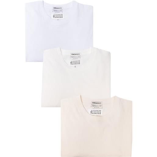 Maison Margiela set di 3 t-shirt a righe - bianco