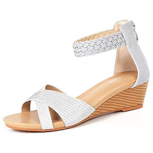 Gaatpot sandali punta aperta sandalo con zeppa moda scarpe con tacco donna estivi elegante viola 38eu=39cn