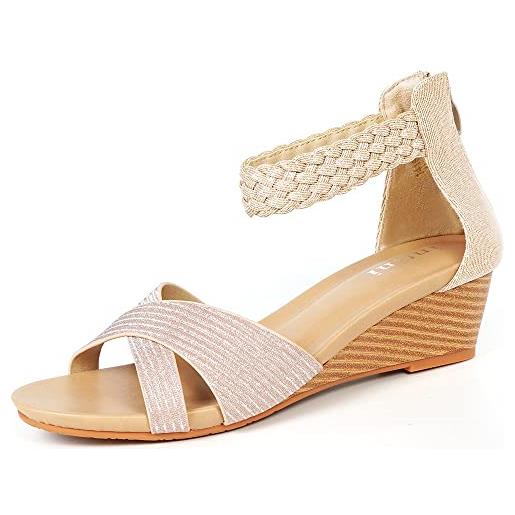 Gaatpot sandali donna sandalo con zeppa sandal punta aperta moda scarpe con tacco estivi eleganti comodo rosa 40eu=41cn