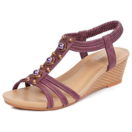 Gaatpot sandalo donna sandali con zeppa sandal punta aperta moda sandal con cinturino alla caviglia estivi eleganti d'argento 36eu=37cn