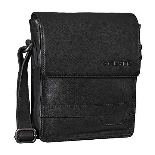STILORD 'sven' borsa messenger piccola uomo in pelle elegante borsello vintage borsa tracolla per tablet da 8 pollici, colore: tan marrone - scuro