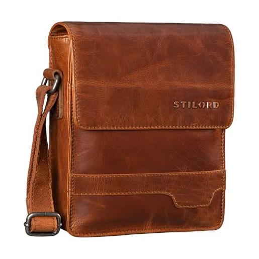 STILORD 'sven' borsa messenger piccola uomo in pelle elegante borsello vintage borsa tracolla per tablet da 8 pollici, colore: maraska - marrone