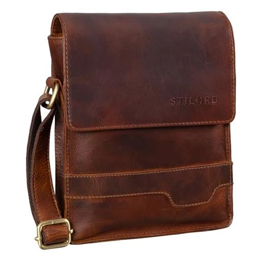 STILORD 'sven' borsa messenger piccola uomo in pelle elegante borsello vintage borsa tracolla per tablet da 8 pollici, colore: nero