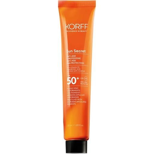 Korff Sole korff sun secret - fluido viso uniformante anti age spf50+ colorato light, 50ml