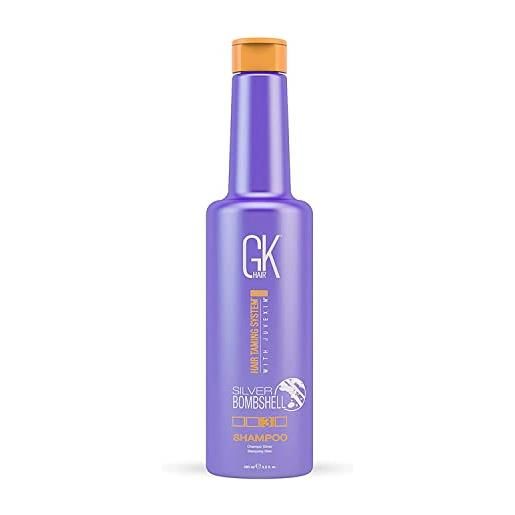 GK HAIR global keratin silver bombshell/purple shampoo (24 fl oz/710 ml) per capelli biondi, platino, cenere, argento e grigi idrata i capelli secchi e danneggiati rimuove i toni giallo-ottanio