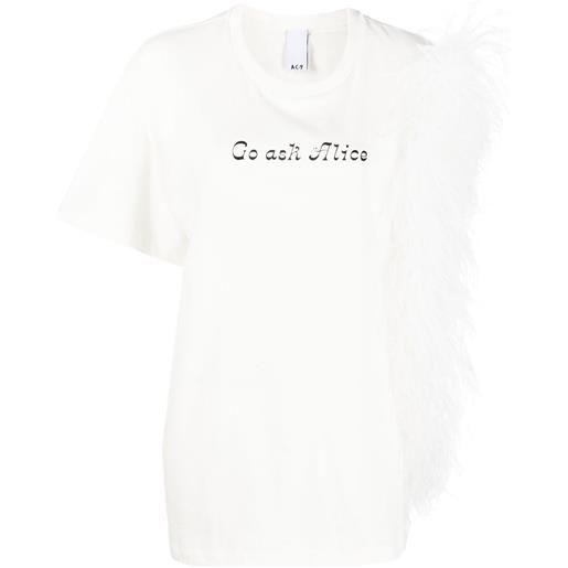 AC9 t-shirt con piume - bianco