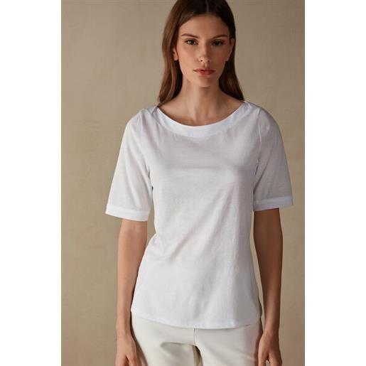 Intimissimi maglia manica corta scollo a barchetta in cotone supima® ultrafresh bianco