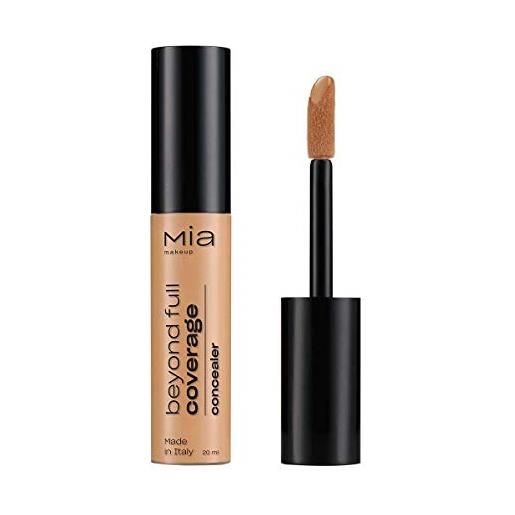 MIA Makeup beyond full coverage concealer correttore fluido ultra resistente, per un finish naturale e luminoso (hazelnut)
