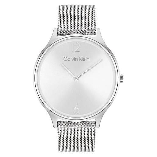 Calvin Klein orologio analogico al quarzo da donna con cinturino in maglia metallica in acciaio inossidabile argentato - 25200001