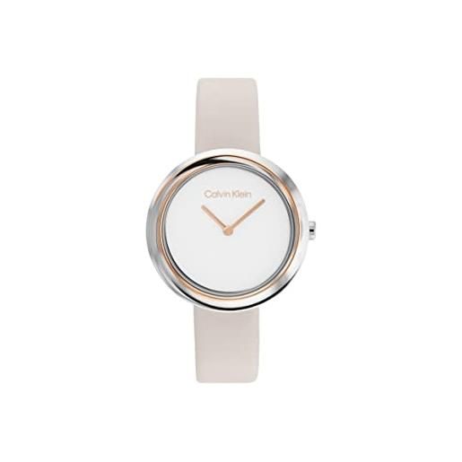 Calvin Klein orologio analogico al quarzo da donna con cinturino in pelle grigio - 25200094
