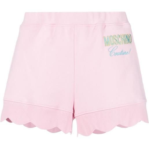 Moschino shorts con orlo a smerlo - rosa