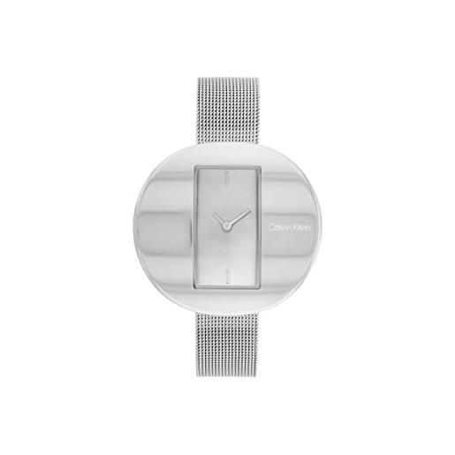 Calvin Klein orologio analogico al quarzo da donna con cinturini in maglia metallica in acciaio inossidabile silver