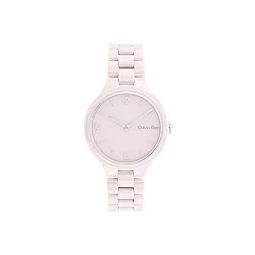 Calvin Klein orologio analogico al quarzo da donna con cinturino in ceramica rosato - 25200077