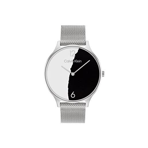 Calvin Klein orologio analogico al quarzo da donna con cinturino in maglia metallica in acciaio inossidabile argentato - 25200007