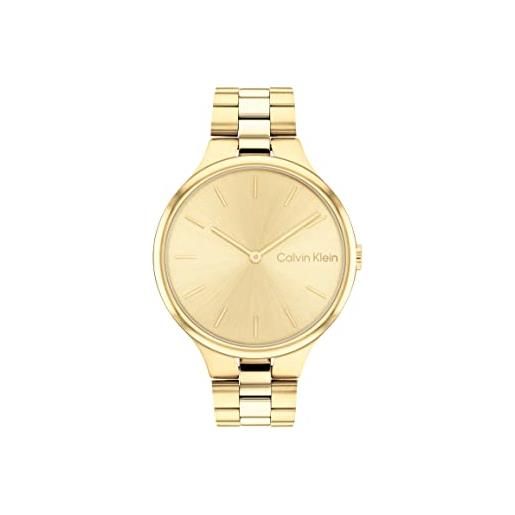 Calvin Klein orologio analogico al quarzo da donna con cinturino in acciaio inossidabile dorato - 25200126