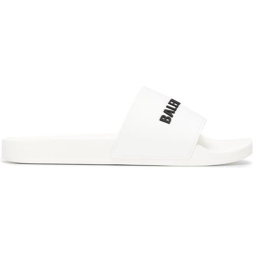 Balenciaga sandali slides con logo goffrato - bianco