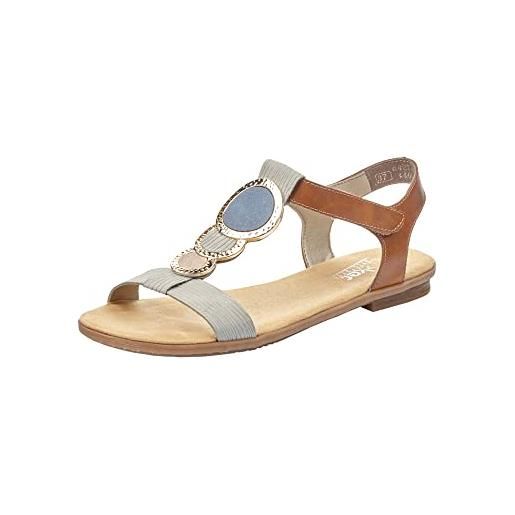 Rieker spring/summer 64278, sandali donna, cement/amaretto/rose/jeans 42, 43 eu