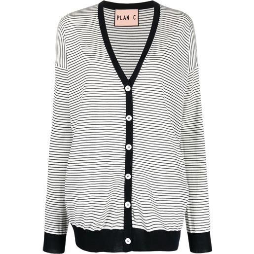 Plan C cardigan a righe - bianco