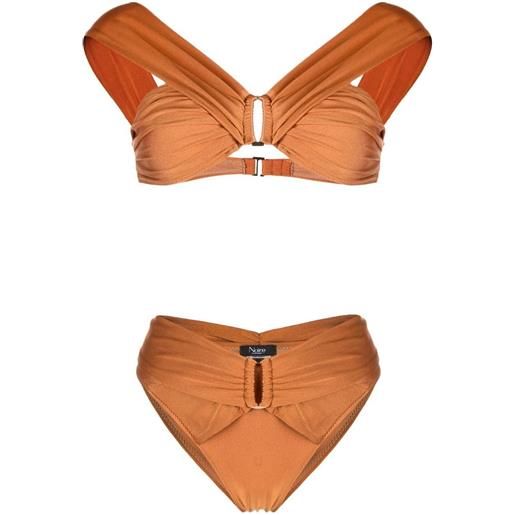 Noire Swimwear set bikini con fibbia - arancione