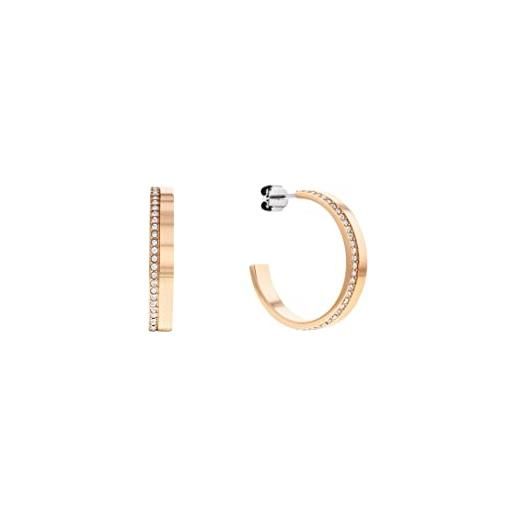 Calvin Klein orecchini a cerchio da donna collezione minimal linear con cristalli - 35000165