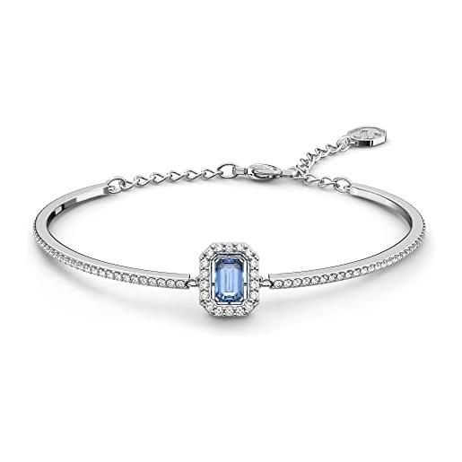 Swarovski millenia bracciale rigido, placcato in tonalità rodio con cristalli bianchi e cristallo azzurro ottagonale, collezione ii, azzurro