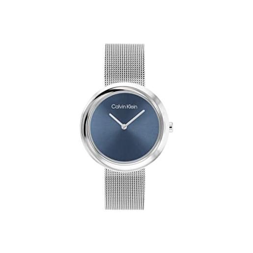 Calvin Klein orologio analogico al quarzo da donna con cinturino in maglia metallica in acciaio inossidabile argentato - 25200014