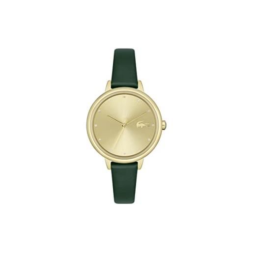Lacoste orologio analogico al quarzo da donna con cinturino in pelle verde - 2001230