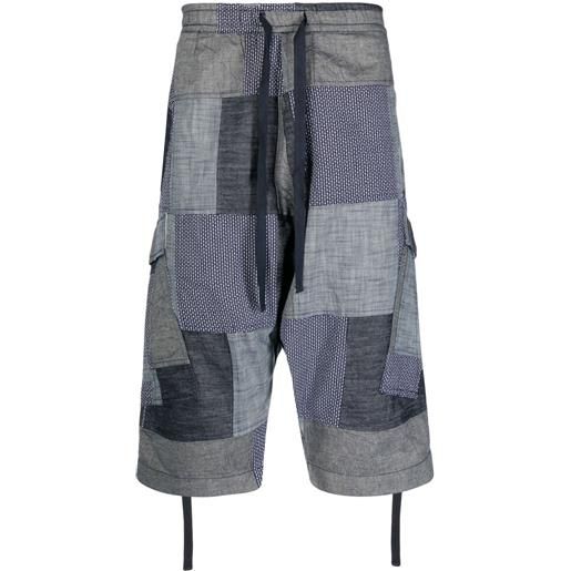 Maharishi shorts crop con design patchwork - blu