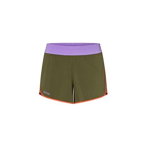 Marmot donna wm's elda short 4, shorts funzionali traspiranti, shorts per training ad asciugatura rapida con spf, pantaloncini per arrampicata elastici, red sun, l