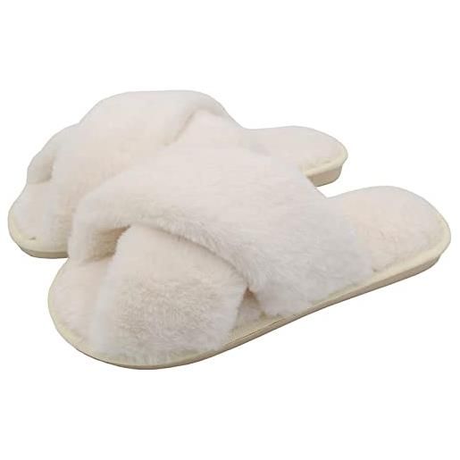 COFACE Pantofole Donna Ciabatte Pelose Donna Invernale Ortopedico Ciabatte  da Casa Pantofole Pelliccia con Pelo Invernali Piatte Sandalo 43 