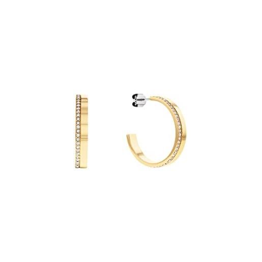 Calvin Klein orecchini a cerchio da donna collezione minimal linear con cristalli - 35000164