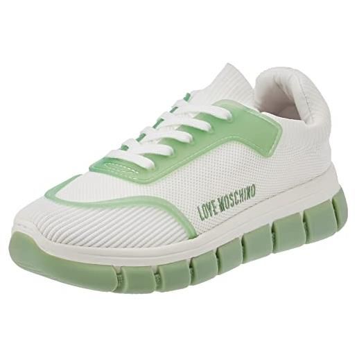 Love Moschino sneaker, scarpe con lacci donna, bianco, 39 eu