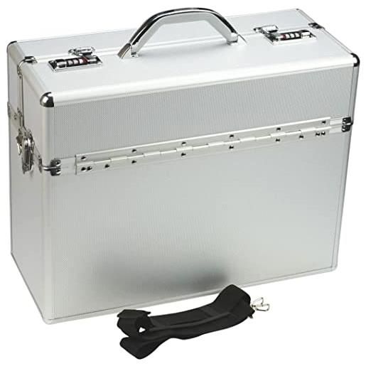 Alumaxx pilotenkoffer alpha, piloten koffer aus aluminium, aktenkoffer in silber, alu businesskoffer borsa pilota, 47 cm, 30 liters, argento (silber)
