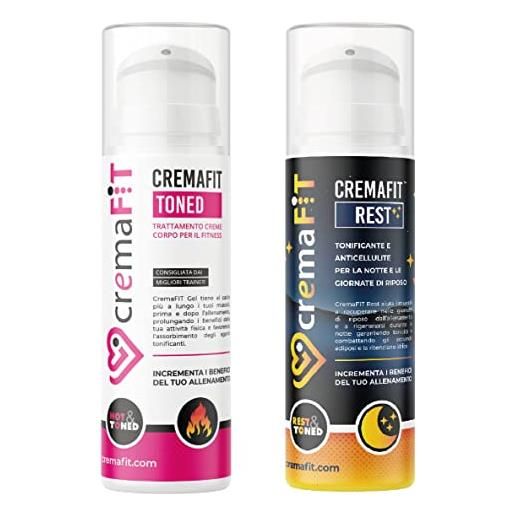 Cremafit ® trattamento rassodante - kit crema corpo idratante e crema notte anticellulite forte per smagliature, addome, glutei, gambe, pancia e braccia. Made in italy 300ml
