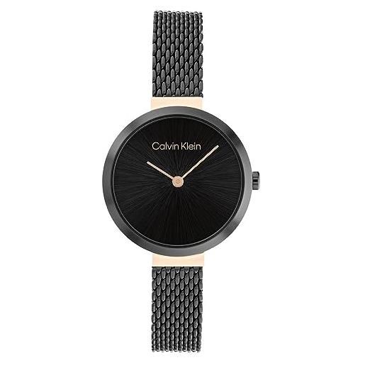 Calvin Klein orologio analogico al quarzo da donna con cinturino in maglia metallica in acciaio inossidabile nero - 25200084