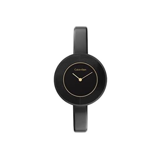 Calvin Klein orologio analogico al quarzo da donna con cinturino rigido in acciaio inossidabile o pelle black