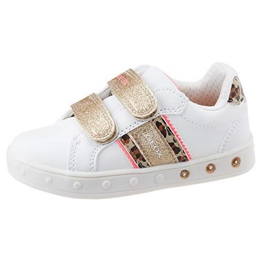 Geox j skylin girl h, sneakers bambine e ragazze, bianco/rosa (white/fluofuchsia), 34 eu