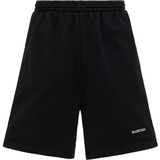 BALENCIAGA shorts in felpa di cotone con logo